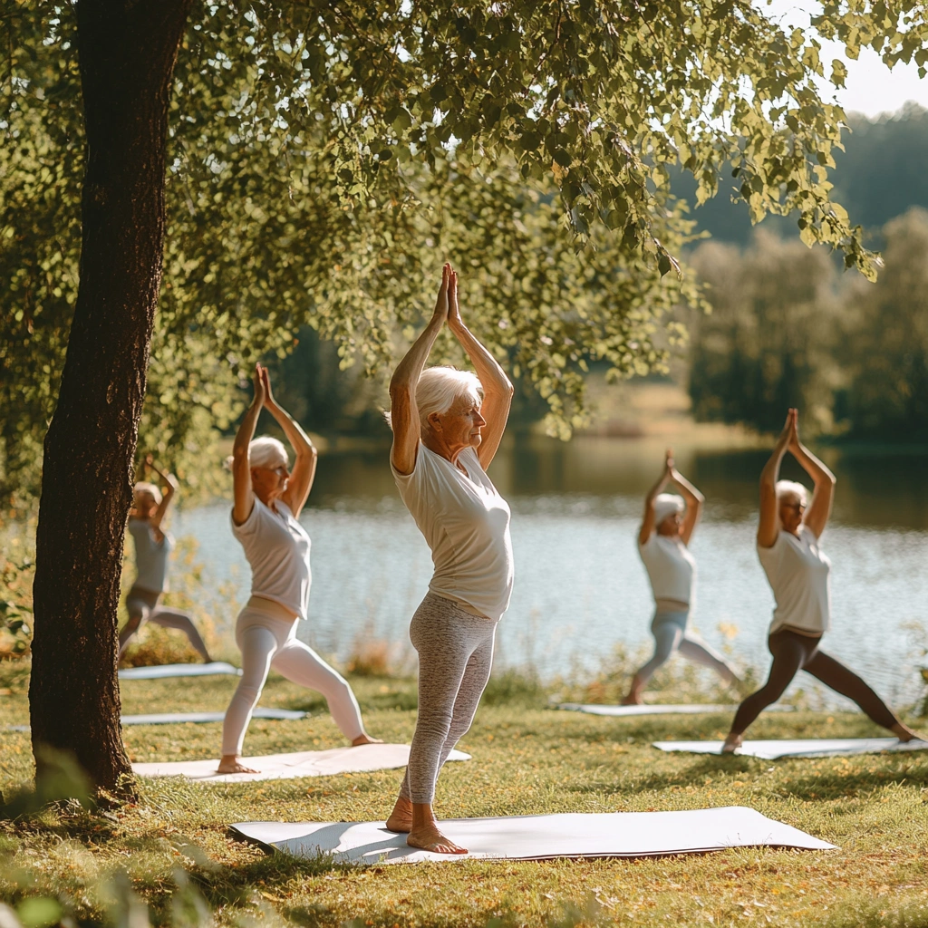 Групове заняття йогою на свіжому повітрі