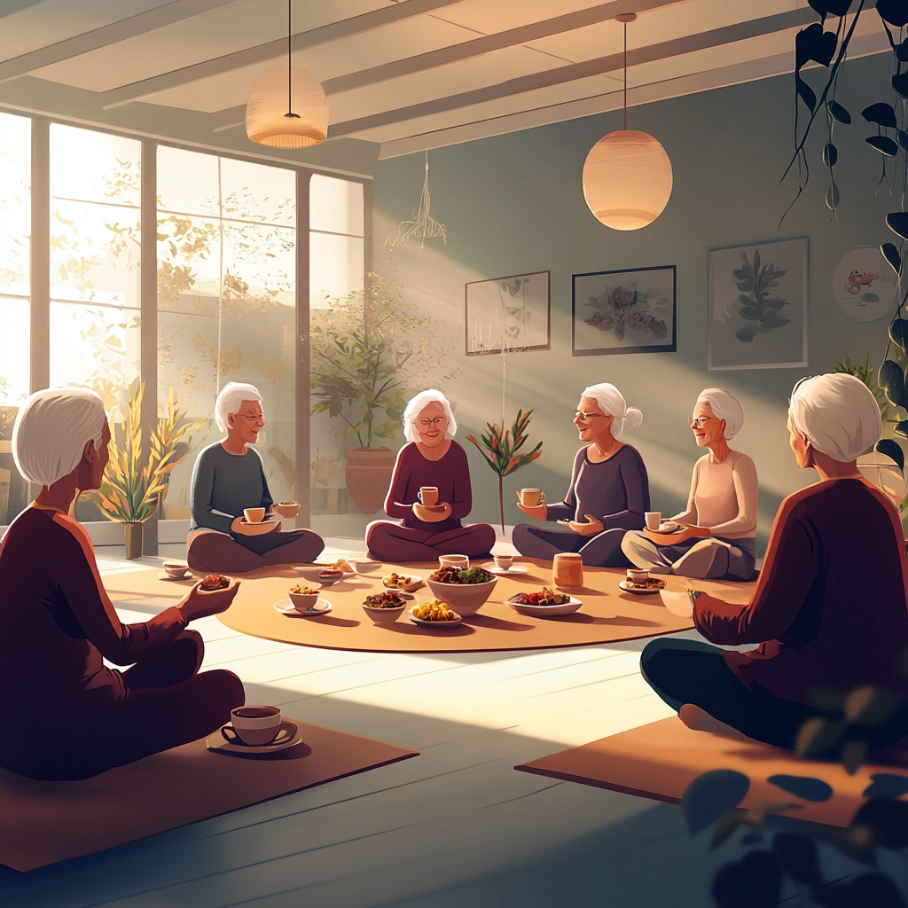 Чаювання після заняття в клубі йоги